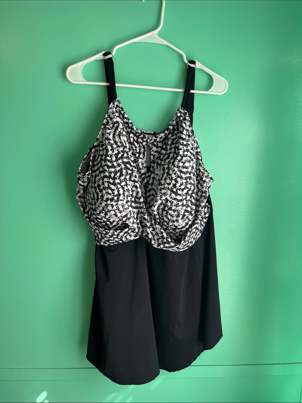 Black & White Printed Tankini Swimdress